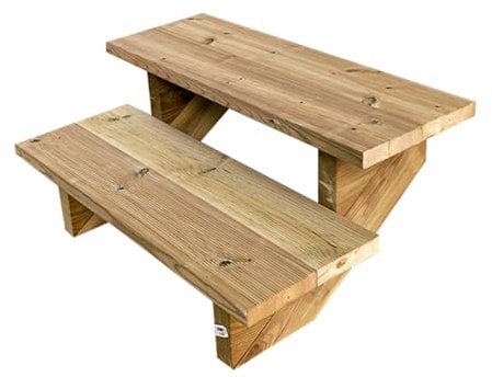Escalera exterior de madera, de 2 a 7 peldaños, kit listo para usar, de madera, para jardín, balcón y terraza(2 peldaños sin contrahuellas, 80cm)