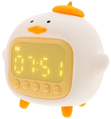 DOITOOL 3 Sätze Umarmung Ente Wecker Klein Schreibtischaufsatz Tierischer Wecker Süßes Nachtlicht Led-dekor Kreatives Nachtlicht Am Bett Süße Uhr Kieselgel Weiß Kind Modellierlicht Einfach