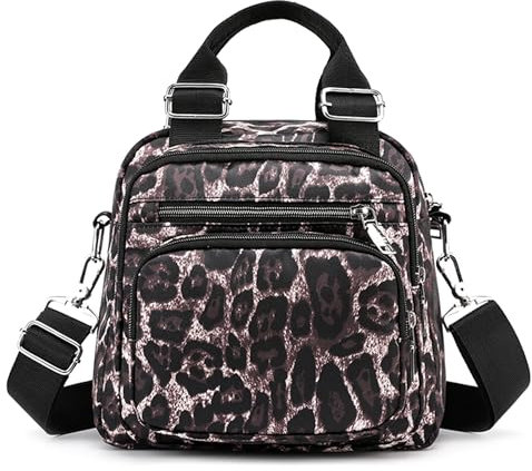 FOLOVEYA Borsa a Mano Piccola Stampa di Moda Borsa Donna Tracolla Colorata Borsetta a Spalla Leggera Multitasche Zaino Viaggio Casuale Impermeabile Poliestere Zainetto Leopardo
