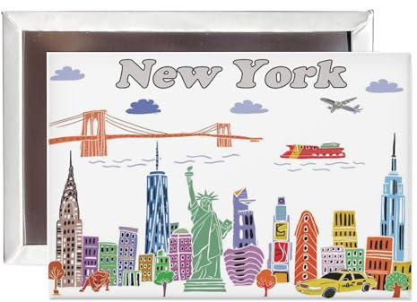 Beary Blu Magnet-Kollektion mit Stadtmotiven, entworfen in den USA, Sammlerstück, Souvenirs, Geschenke, 6,3 x 8,9 cm (New York)