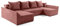 Best Mobilier - Canapé Panoramique en U Convertible avec Coffre Mike en Velours Côtelé - Canapé Lit - Grand Sofa XXL Rose 7 Places - Salon