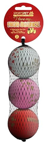 SPORTSPET High Bounce 'I Love My' Dog Balls, PACK OF 3 (60mm) | Bouncy fetch toy for dogs & puppies, dog rubber balls, balls for dogs, floating dog toys for water, soft dog ball