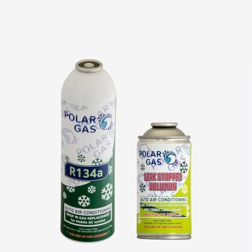 1G1MA Car Aircon AC 1pcs R134a Compatible Refill Recharge Regas Gas + Leak Stopper Repair Fix Sealer Stop DIY (Regas + LS)