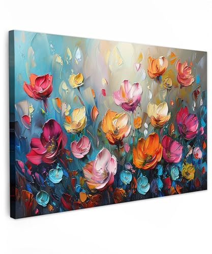 MuchoWow© Bilder Groß 120x80 cm XXL Wohnzimmer Deko Modern Wandbild Kunstdruck auf Leinwand Bild Schlafzimmer über Bett Room Decor Geschenke Mohnblumen - Blumen - Kunst - Botanisch
