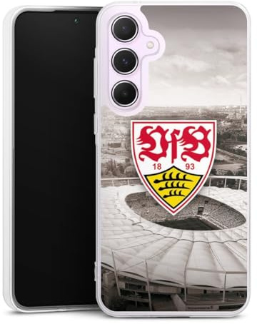 Silikon Hülle kompatibel mit Samsung Galaxy A 55 5G Case transparent Handyhülle VfB Stuttgart Offizielles Lizenzprodukt Stadion