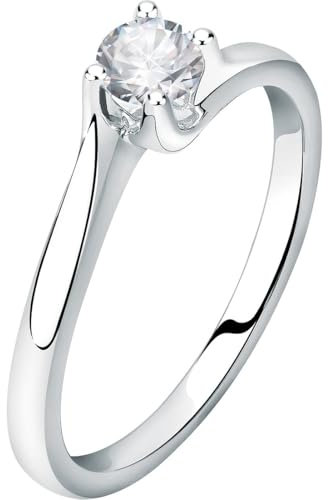 CHRIST Damen-Damenring 750er Weißgold 1 Diamant 50, Weißgold 32027678