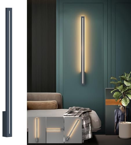 K-Bright LED Lange Wandleuchte Aussen/Innen Modern Wandlampe Außen Warmweiß 3000K, IP54 Wasserdicht Außenlampe Für Gärten, Villa, Wohnzimmer, Korridor, Treppen, 100CM / Anthrazit