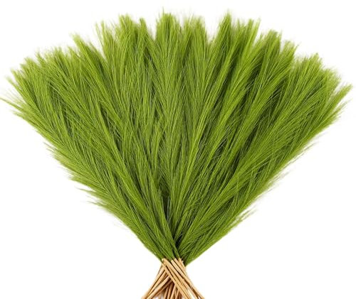 Acfruits Limettengrünes Pampasgras, klein, 43,2 cm, künstliches Pampasgras, kurze Dekoration, Pompasgras, Blumenarrangement und Vasenfüller für Grinchs, Weihnachtsdekoration