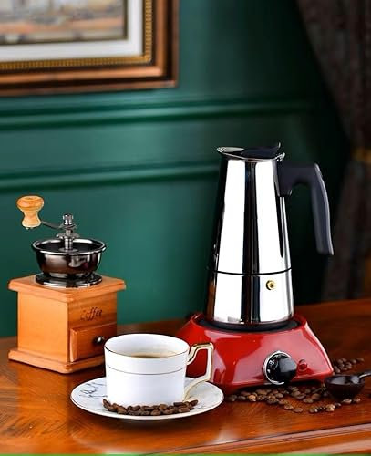 quick.simple.easy RiaKhan - Caffettiera in acciaio inox, 6 tazze, 10 once, caffettiera a induzione