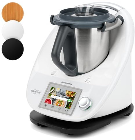 Ticanros Bambus Gleitbrett für Thermomix TM6 TM5 | Natürliches Bambusmaterial | Mit Rollen für müheloses Verschieben | Schwarz | Zubehör Unterlage Brett