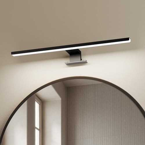EMKE LED Spiegelleuchte Bad 40cm, Spiegellampe Badezimmer Spiegellampen für das bad, Wandlampe Badezimmer Badlampe Mirror Light IP44 8W 6000K Spiegel Lampe Schwarz