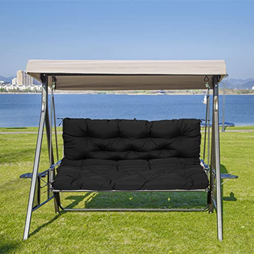 Hollywoodschaukel mit Rückenlehne, 2-Sitzer, 3-Sitzer, Schaukelstuhl für Innenhof, Garten, schwarz, waschbarer Bezug im Lieferumfang enthalten