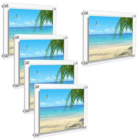 TUKA-i-AKUT 5X Acryl Wand Bilderrahmen für A5 Flyer, Türschild Doppelte Acryl Panel Kristallklar, Wandhalter Büroschild Fotorahmen Display Rahmen für Foto Dokumente Poster, UV-Schutz TKD9402-A5-5x