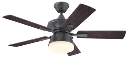 Westinghouse Lighting 7316240 - Ventilatore da soffitto tradizionale Nevada per esterni/interni in ferro da 105 cm, lampada con vetro smerigliato opale