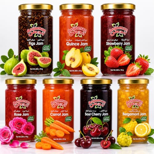 Anjoman Fruit Jam Combo | Custom - Pack of 4 x 300g | Delicious Flavors, Natural, Smooth and Aromatic Spreads for Breakfast & Desserts, Handmade & Family Loved Fruit Jams