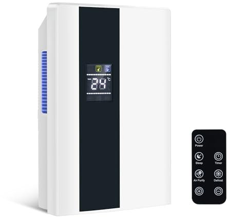 CITYBEE Deumidificatore elettrico compatto mobile – 2000 ml deumidificatore e deumidificatore piccolo – per cantina e camera da letto – telecomando 24 h timer pulizia UV modalità sonno