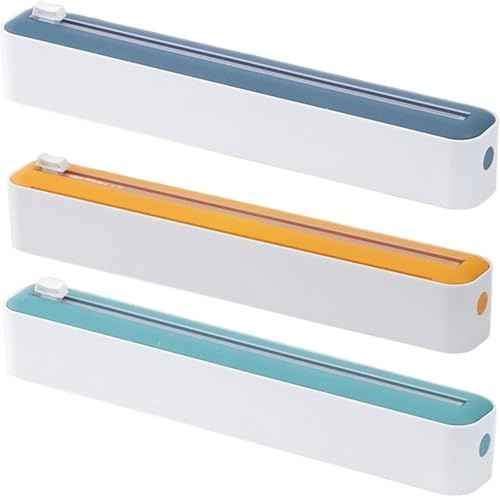 Spender für Frischhaltefolie | Aufbewahrung von Alufolie und Frischhaltefolie | Folienspender mit Cutter | Aluminium-Papierspender | Abroller für Lebensmittelfolie für Küche (3 Stück)