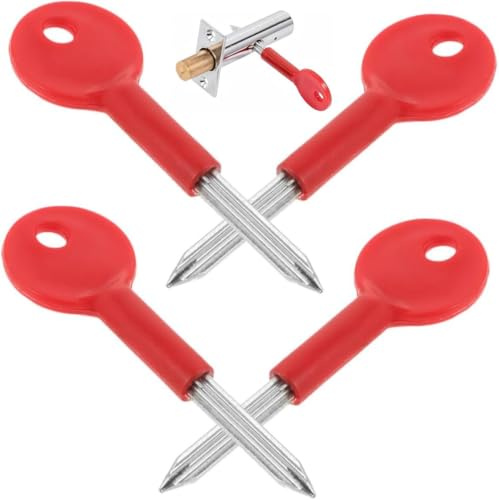 4 PCS Red Star Keys for Window & Door Locks – 80mm Iron Security Rack Bolt Key – Universal Spare Keys for Fire Door, Pipe Well Doors, Simple Doors & Windows
