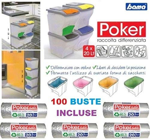 Mülleimer Mülltrennung Poker 4 Stück Eimer Müll Piu 100buste +