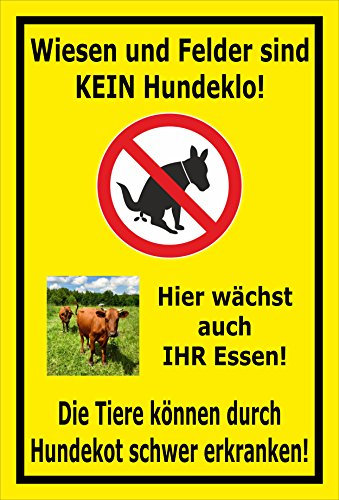 Melis-Folienwerkstatt Schild Wiesen Felder kein Hundeklo - 30x20cm - Bohrlöcher - 3mm Aluverbund – 20 VAR S00187-033-C