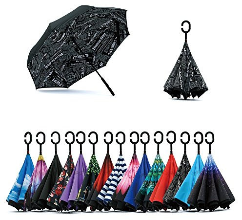 Jooayou Paraguas Invertido de Doble Capa,Paraguas Plegable de Manos Libres Autoportante,Paraguas a Prueba de Viento Anti-UV para la Lluvia del Coche al Aire Iibre