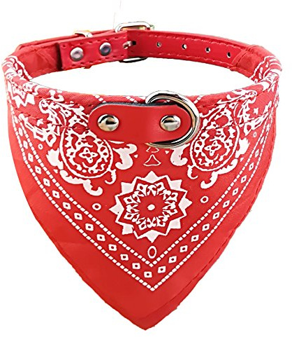 Newtensina Mode Hundebandana Halsband HundeHalsband Junge Mittel Bandana Hündchen Bandana mit Halsband für Hunde - Red - XXL