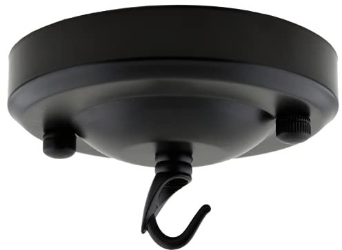 Art Deco Emporium Vintage Period Styled Complete Metal Ceiling Rose with Chain Hook (Fully Earthed) in Black Finish