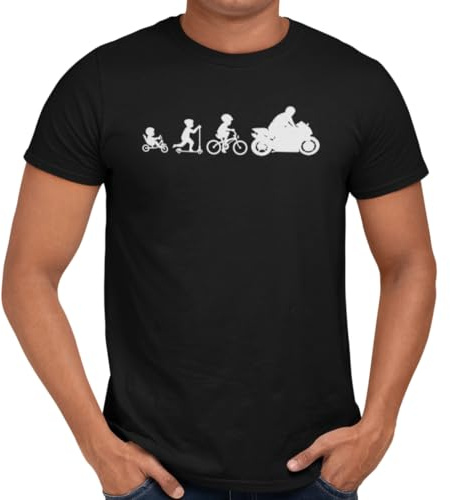 Getting Shirty Biker Evolution (Motorbike, Bike) Men's/Unisex T-Shirt (Medium, Black)
