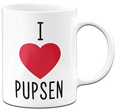 Tassenbrennerei Tasse mit Spruch I Love Pupsen - Ich Liebe Pupsen, furzen - Bürotasse, Tassen mit Sprüchen lustig (Weiß)
