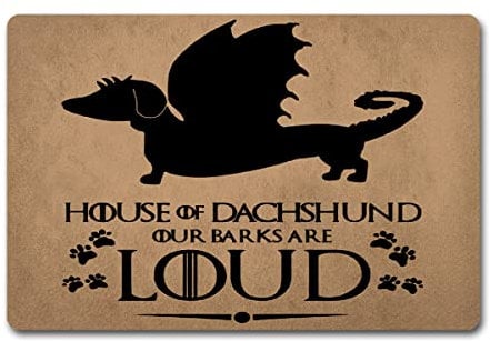 ZQH Mats Funny Door Mat House Of Dachshund Our Barks Are Loud (23.6 X 15.7 in) Anti-Slip Doormat Prank Gift Door Mat For The Entrance Way