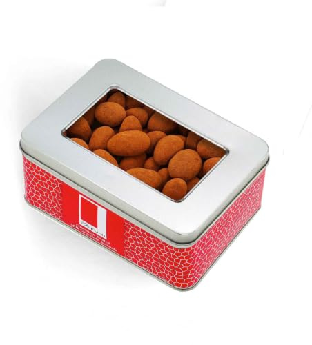 Rita Farhi Cinnamon Dusted Milk Chocolate Almonds in a Luxury Gift Tin - 500g - Chocolate Coated Nuts - Chocolate Gift - New Palm Oil Free Recipe