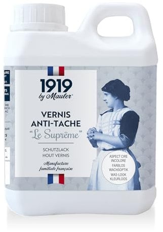 1919 BY MAULER - Vernis Multisupport Le Suprême - Aspect Cire Incolore - Produit Anti-Rayure, Anti-Tache - 4h de séchage entre chaque couche - 0,220 L