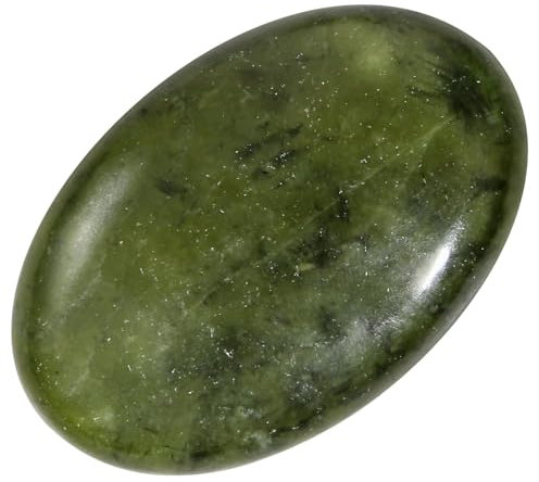Nupuyai Grüner Jade Stein Handschmeichler Edelstein Oval, Naturkristall Massagestein Heilstein Taschenstein Energiestein für Gua Sha Spa Reiki Meditation Haus Deko