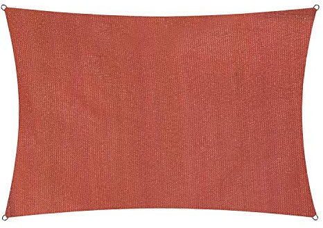 Lumaland Tenda parasole rettangolare, 2 x 3 m, resistente alle intemperie, con corde di fissaggio, per terrazza, giardino e balcone, in HDPE con protezione UV [terracotta]
