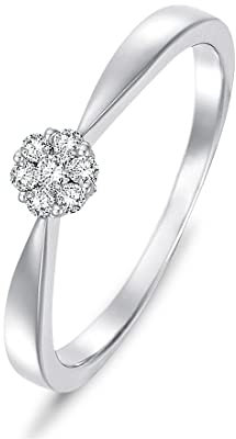 CHRIST Damen-Damenring 7 Diamant 50, Weißgold 32000425
