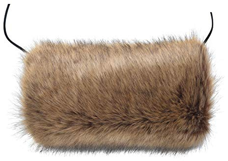 LA CARRIE Faux Fur Hand Muffs Women Winter Warmer Fuzzy Pouch Furry Plush Muffler Wedding Girl Kids Elegant Luxury Chic(Racoon)