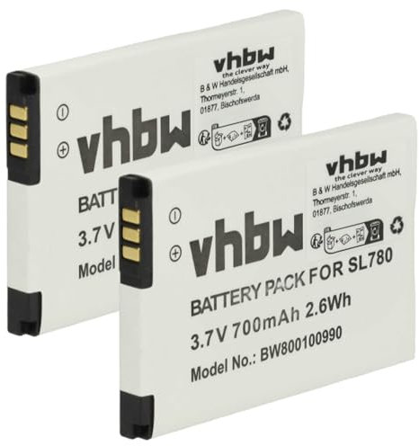 vhbw 2X Akku kompatibel mit Siemens Gigaset SL785, SL780, SL78, SL750H Pro, SL750H, SL788 schnurlos Festnetz Telefon (700 mAh, 3,7 V, Li-Ion)