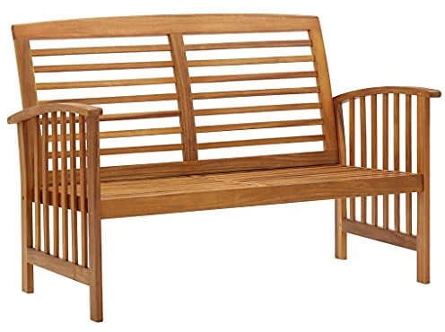vidaXL Akazienholz Massiv Gartenbank mit Rückenlehne Armlehnen Parkbank Sitzbank Holzbank Gartenmöbel Bank Terrasse Balkon Massivholzbank 119cm
