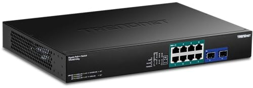 TRENDnet TPE-BG102g 10-Port-Gigabit-240-W-PoE++-Switch mit 4 x 95-W-PoE++-Ports, 4 x 30-W-PoE+-Ports, 2 Gigabit-SFP-Steckplätzen, 240-W-PoE-Budget, 1U 19-Zoll-Rack-montierbar