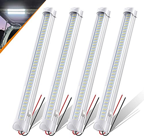CZC AUTO 12V/24V LED Lichtleiste mit ON/OFF-Schalter - 108 LED Streifen Lichtleiste für Van, LKW, Wohnmobil, LKW, Anhänger, Schrank, Camping - 4 Pack