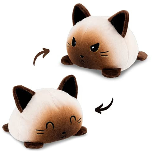 AllBlue Flip Plüschtier | doppelseitiges Design zum wenden | niedliches Geschenk für Kinder | weiches Plüschtier mit wechselbarer Stimmung | einfach Flippen mit 2 Emotionen in Böse & Lieb (Katze)