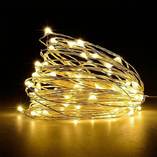 SHATCHI 20 LED/2m Fairy String Lights Silver Wire Battery Operated Warm White LEDs Twinkle Waterproof Lights for Bedroom, Christmas, Party, Wedding Outdoor Indoor Decoration
