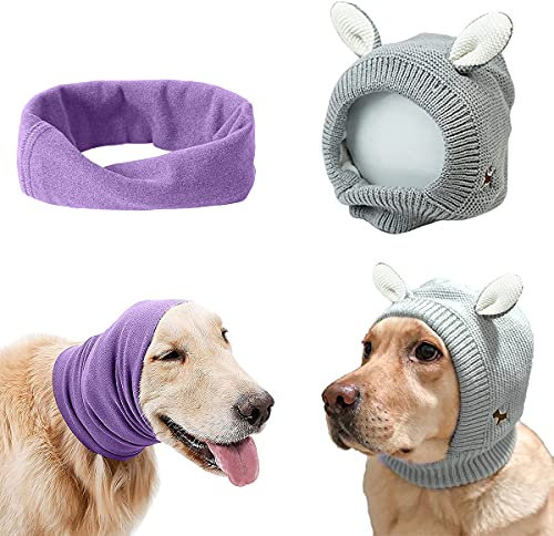 Yolent Cuffie silenziose per cani, paraorecchie per cani che abbaiano, paraorecchie per cani di taglia media e grande, 2 pezzi, protezione per l'udito del cane, protezione contro i fuochi d'artificio,