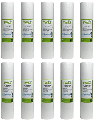 10x TWaLa Sediment Vorfilter Grobfilter 10 Zoll Wasserfilter 5 µm für Umkehrosmose, Hauswasseranlagen, Brunnenwasser zur Entfernung von Rostbelastung, Trübung und Schwebeteilchen Polypropylen