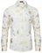 HISDERN Men's Luxury Shiny Gold Rose Printed Shirts Long Sleeve Button Down Paisley Floral Dress Shirts for Wedding Party Nightclub White M