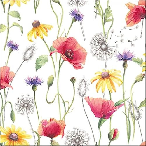 20 Servietten Mohnblumen und L?wenzahn| Blumen | Frühling | Sommer | Tischdeko 33x33cm