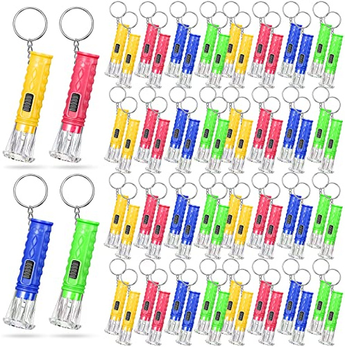 Jexine 100 Pcs Mini Flashlight Keychain Bulk Torch Keyring Flashlights LED Small Keychain Light Hiking Camping Christmas Party Favors(Bright)