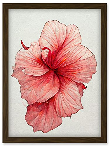 Doppelganger33 LTD Pink Hibiscus Flower Illustration Floral Pink Artwork Framed Wall Art Print A4