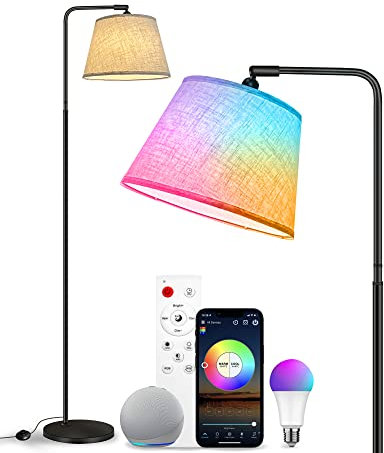 Tacopet Smart LED Stehlampe, WiFi RGBW Standleuchte mit Fernbedienun, Kompatibel Alexa und Google Home, Leselampe APP Kontrolle Dimmbar Farbwechsel 12W Moderne Ecklampe für Wohnzimmer, Schlafzimmer