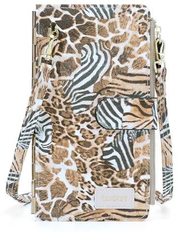 Poshlr Damen Geldbörse, Portemonnaie mit Reißverschluss, Groß, Tiger Muster, Kunstleder, 5 Fächer, Schlank, Weiblich, Blumig, Erwachsene